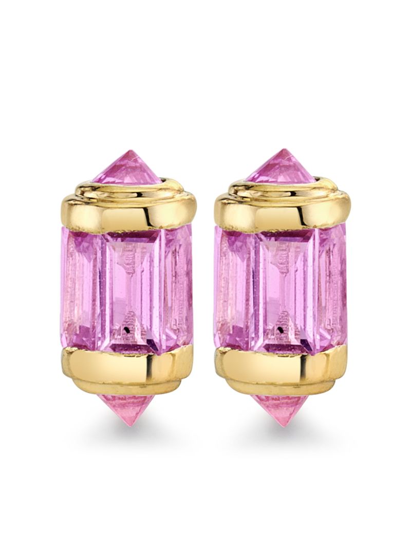18k Yellow Gold Ripple Sapphire Earrings