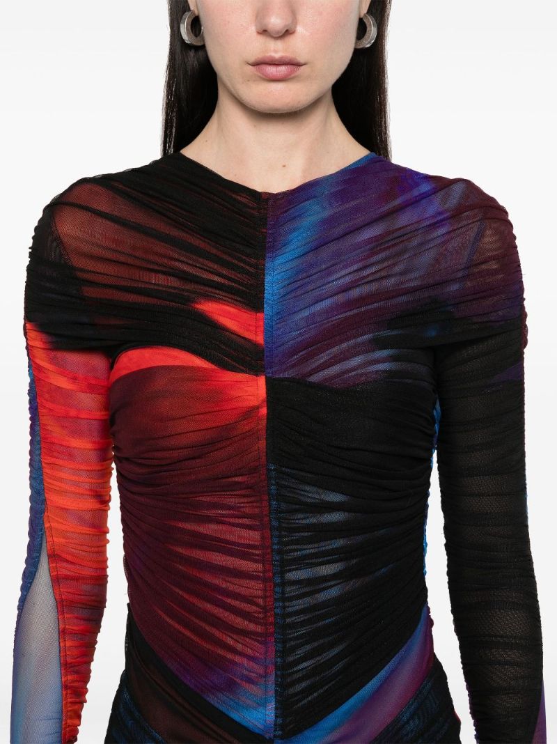 Ruched Mesh Bodysuit