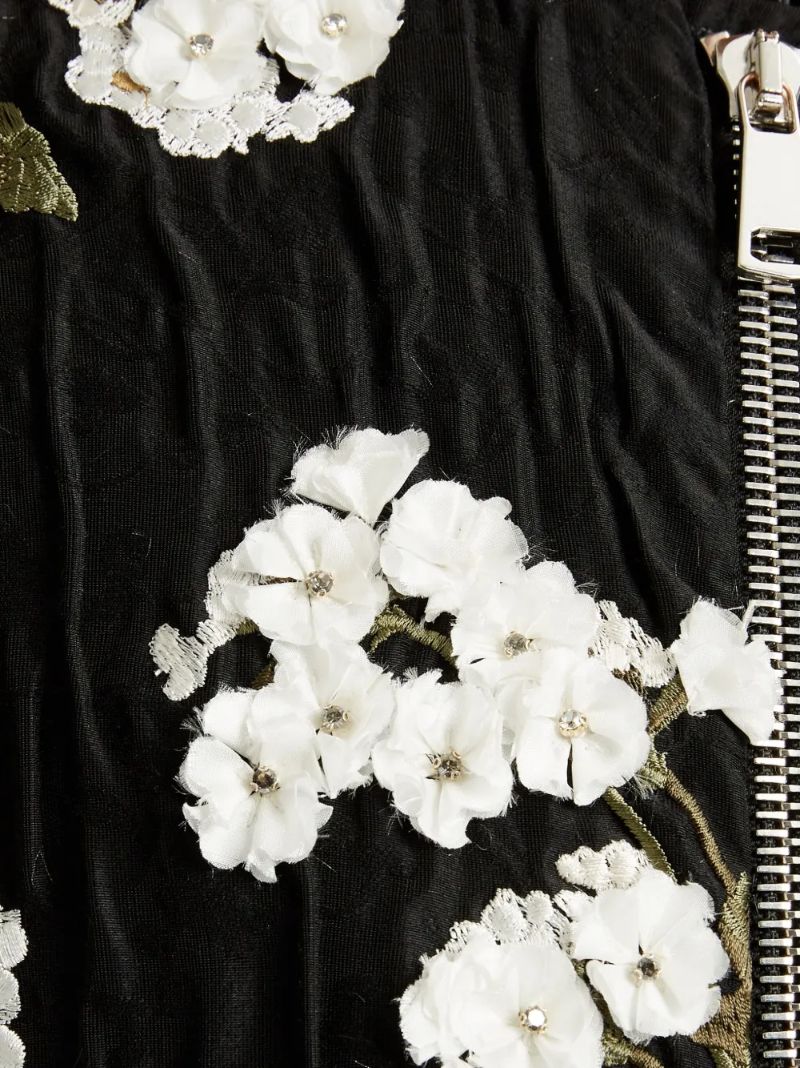 Black Floral-appliquÃ_x0083_© Jacket