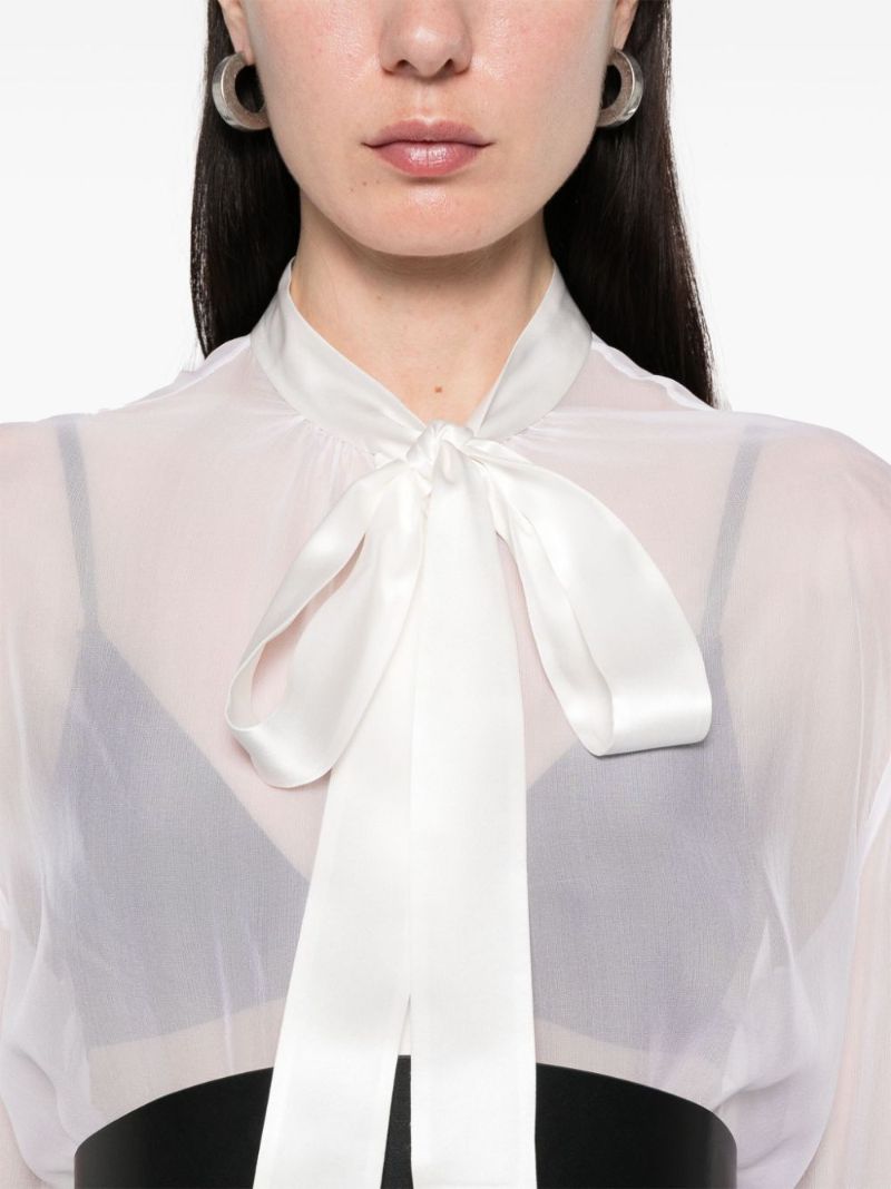 Chiffon Pussy-bow Shirt