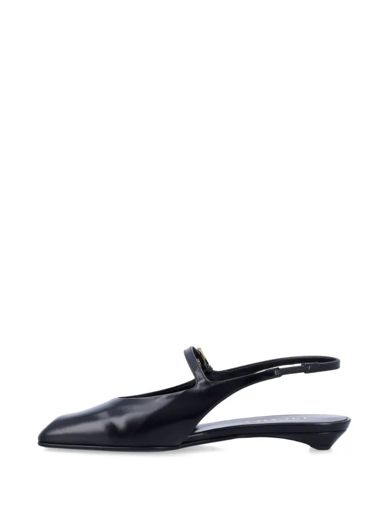 Black Leather Slingback Ballet Flats