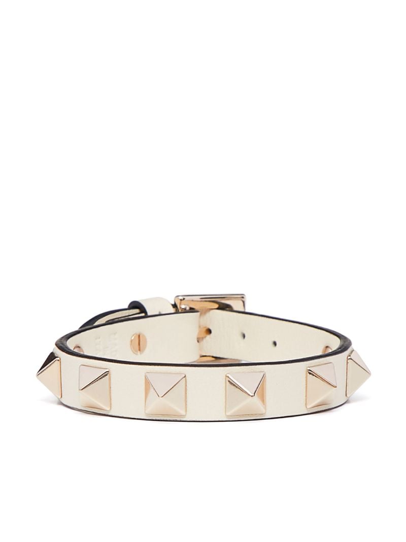 Neutral Rockstud Leather Bracelet