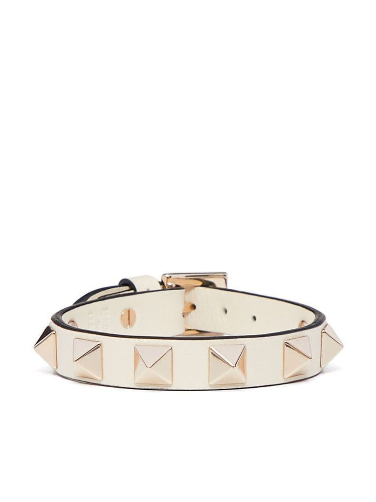 Neutral Rockstud Leather Bracelet