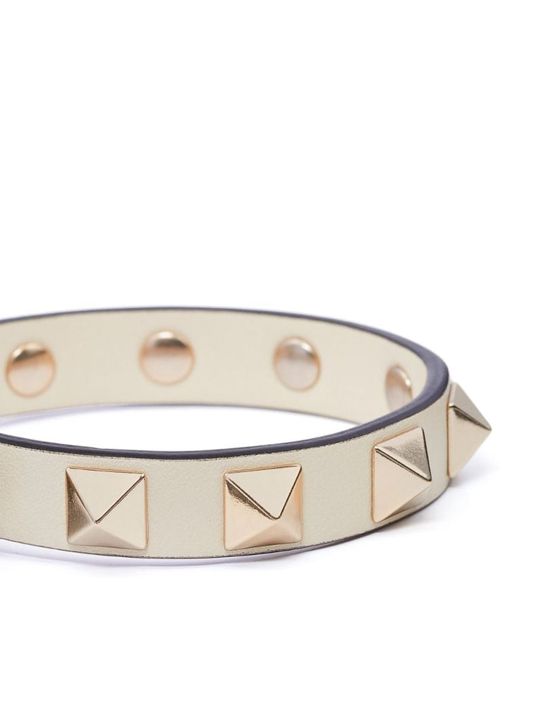 Neutral Rockstud Leather Bracelet