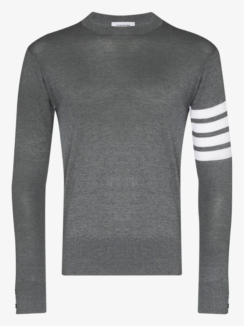 Grey 4-bar Stripe Wool Sweater