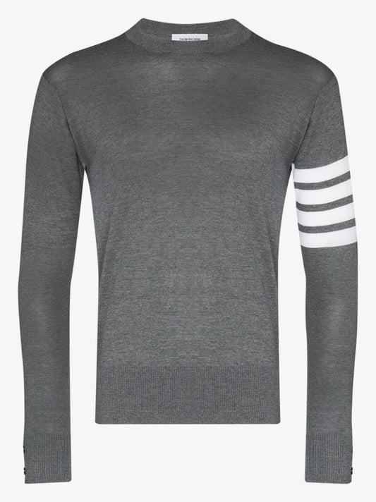 Grey 4-bar Stripe Wool Sweater