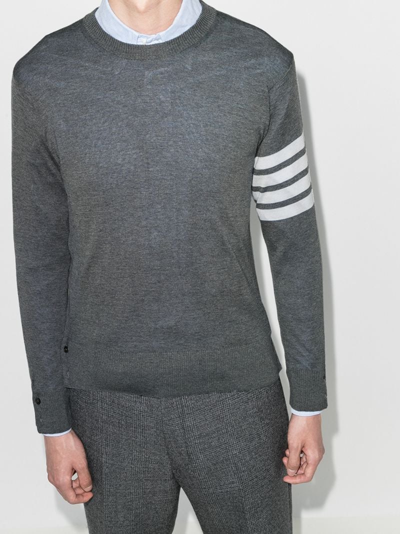 Grey 4-bar Stripe Wool Sweater