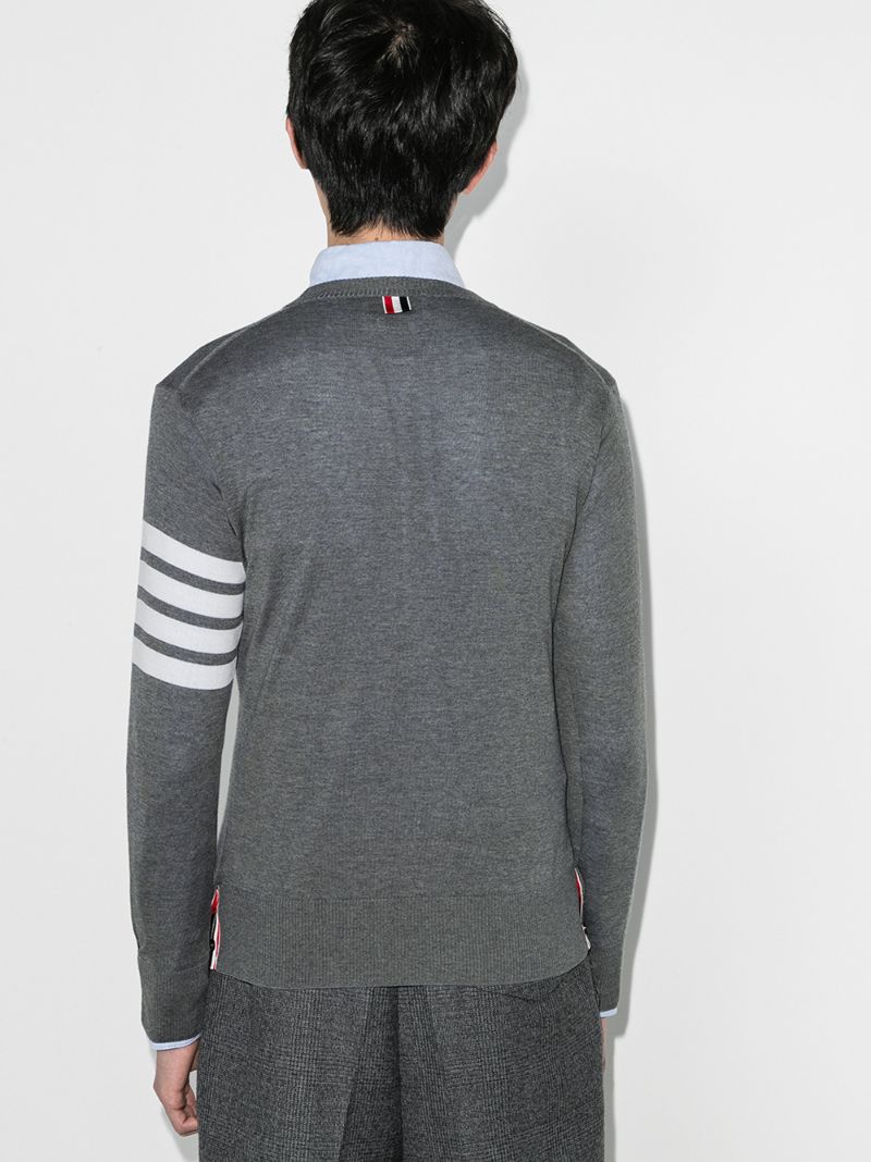 Grey 4-bar Stripe Wool Sweater