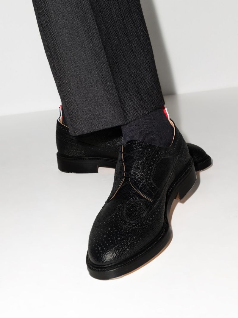 Black Classic Longwing Leather Brogues