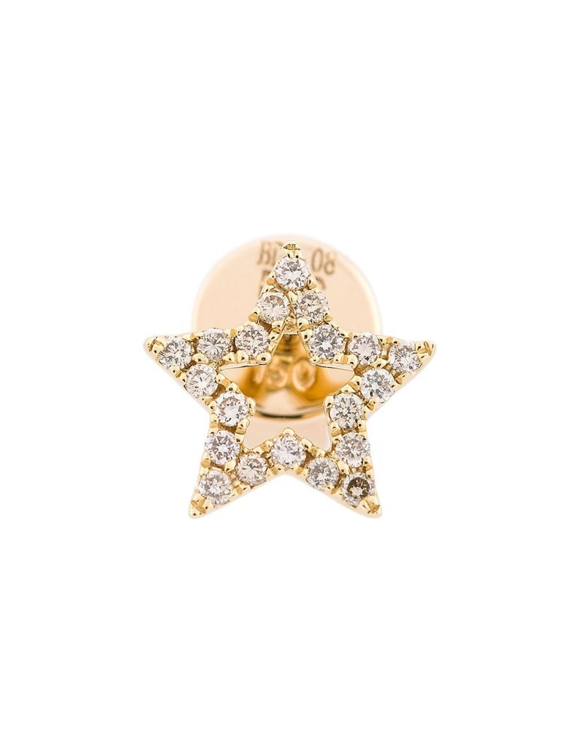 18k Yellow Gold Star Diamond Stud Earring