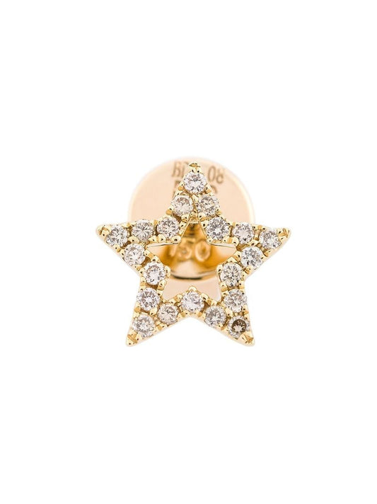 18k Yellow Gold Star Diamond Stud Earring