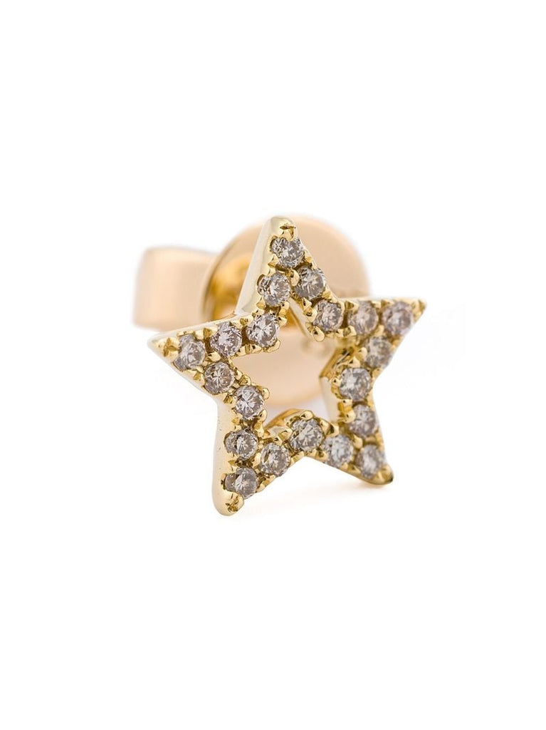 18k Yellow Gold Star Diamond Stud Earring