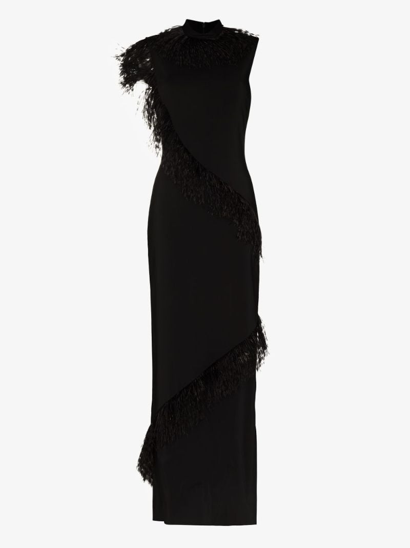 Feather-trim Sleeveless Gown