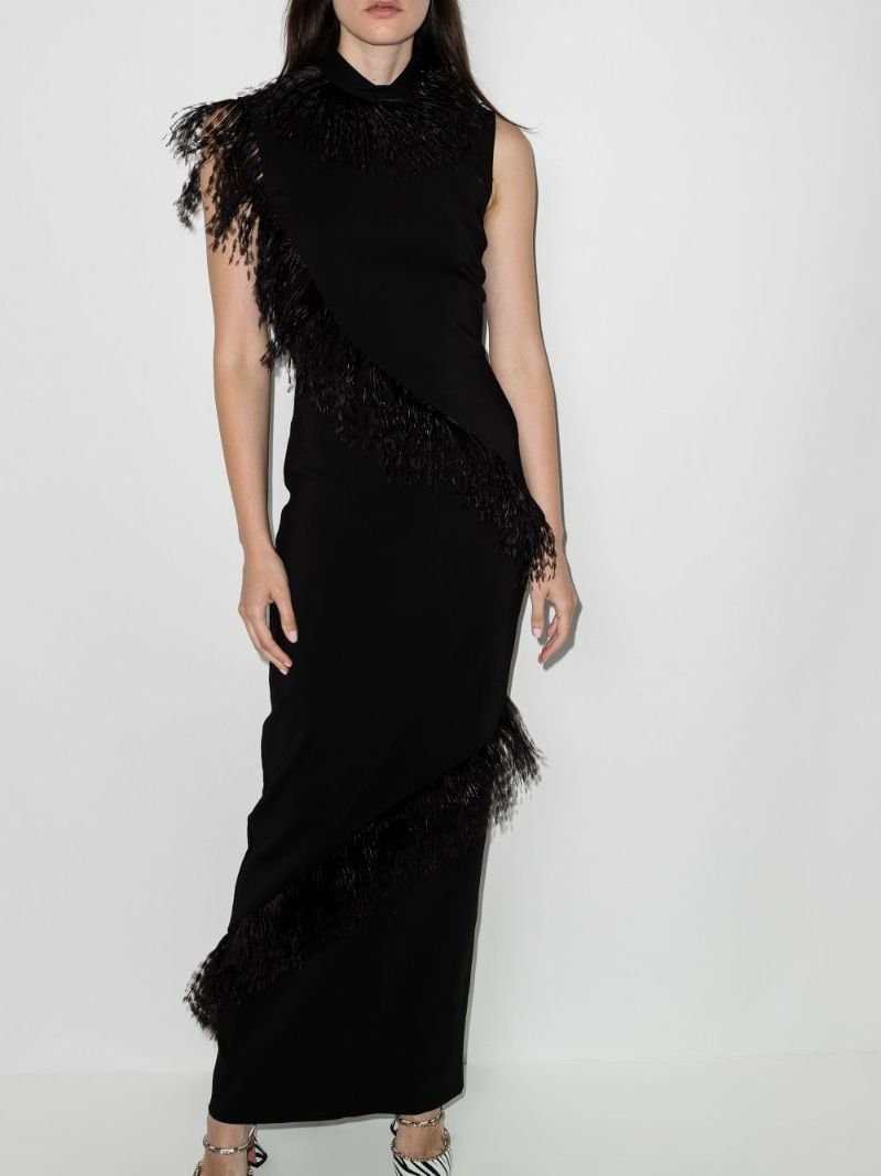 Feather-trim Sleeveless Gown