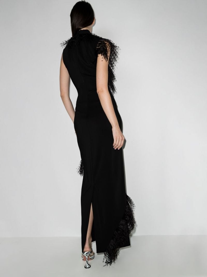 Feather-trim Sleeveless Gown