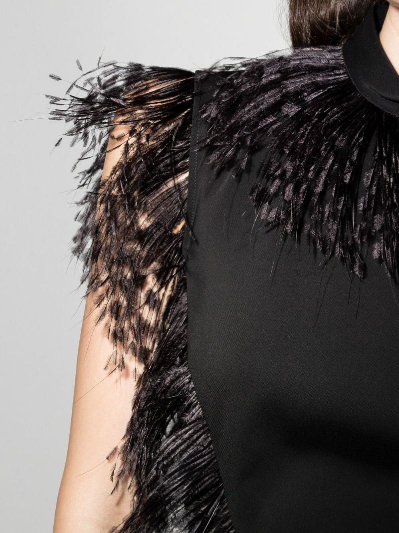 Feather-trim Sleeveless Gown