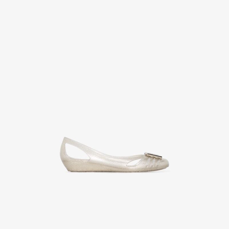 Grey Rubber Ballet Pumps