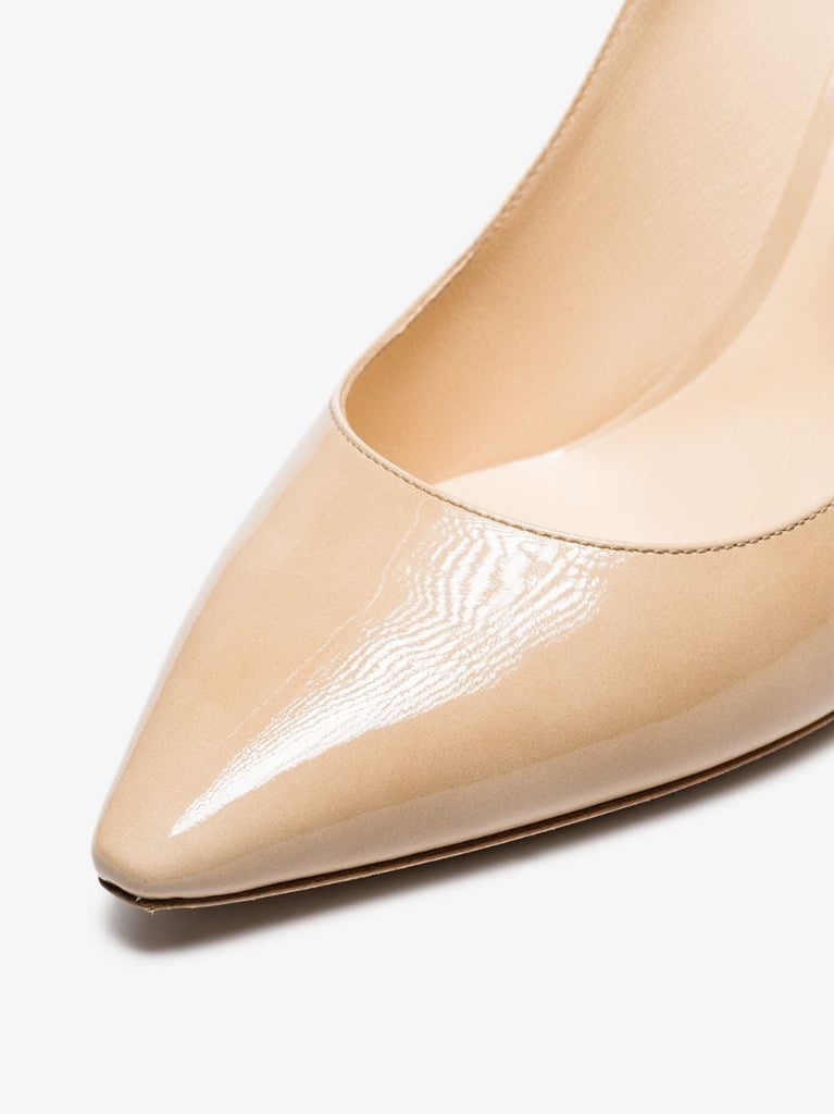 Beige Romy 85 Patent Leather Pumps