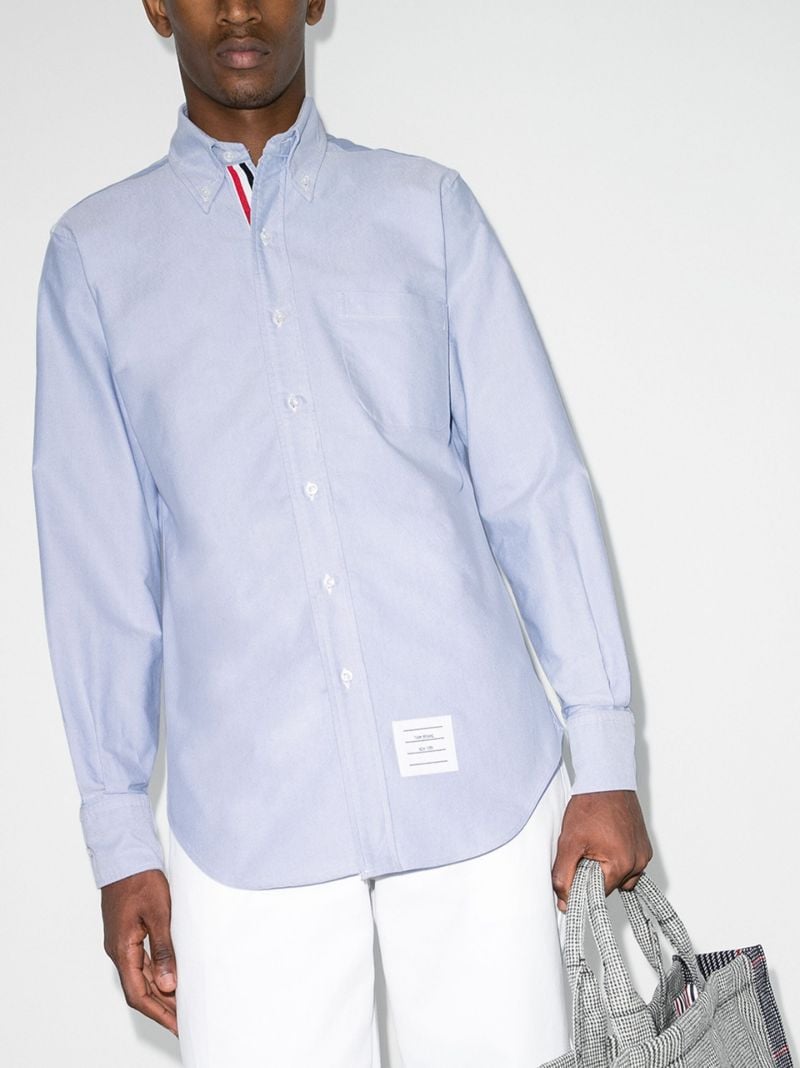 Blue Grosgrain Placket Cotton Oxford Shirt