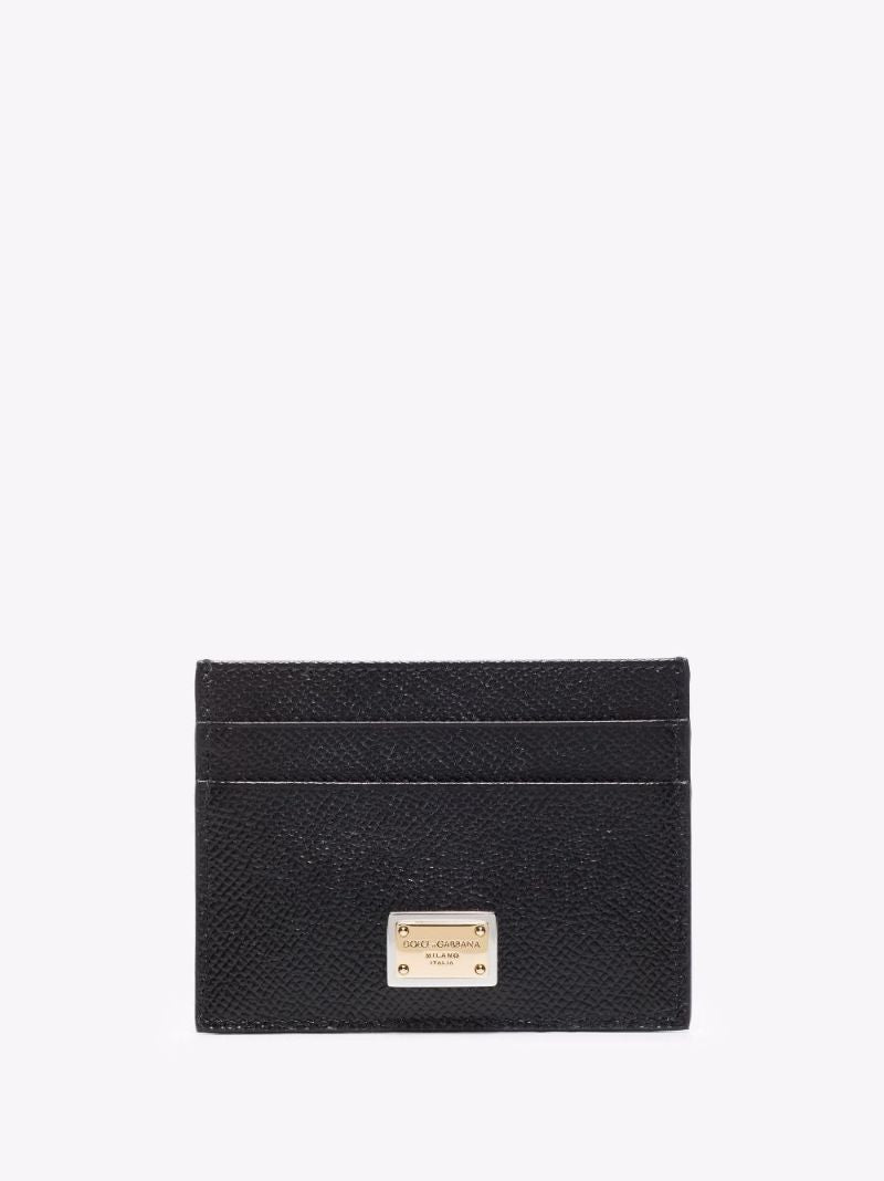 Black Logo Leather Card Holder