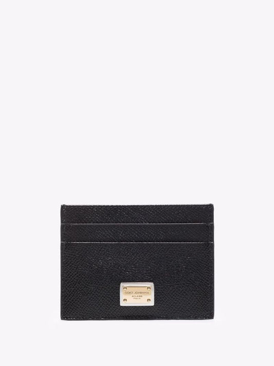 Black Logo Leather Card Holder