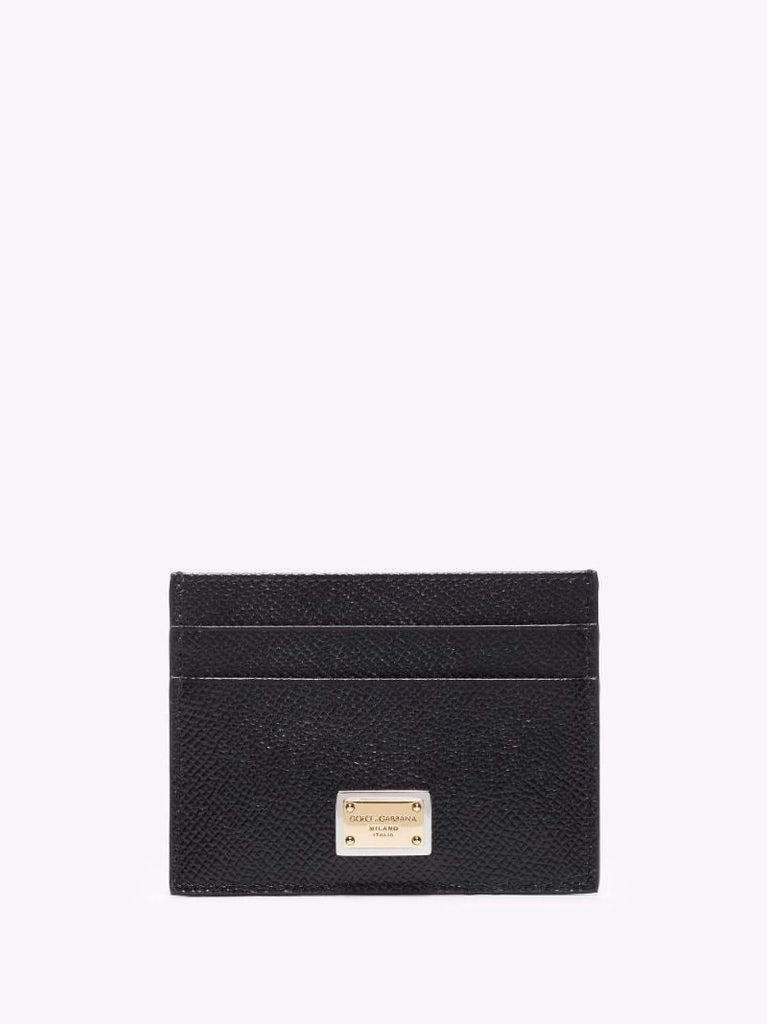Black Logo Leather Card Holder