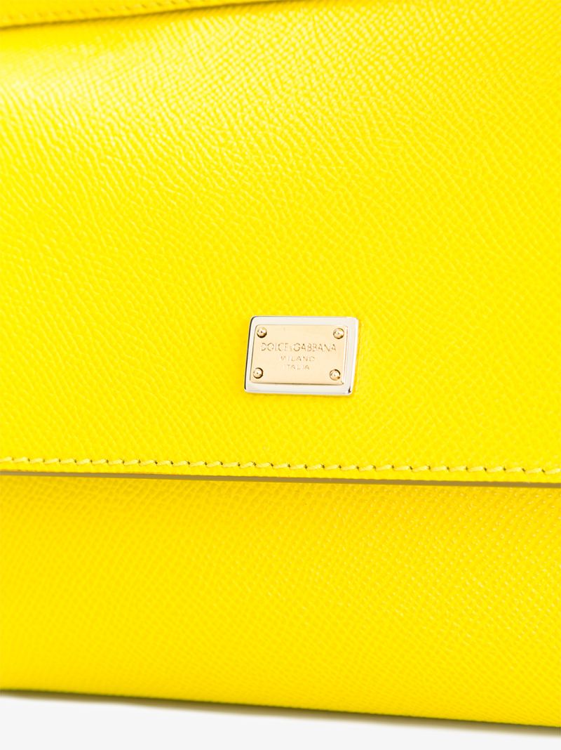 Yellow Sicily Small Leather Tote Bag