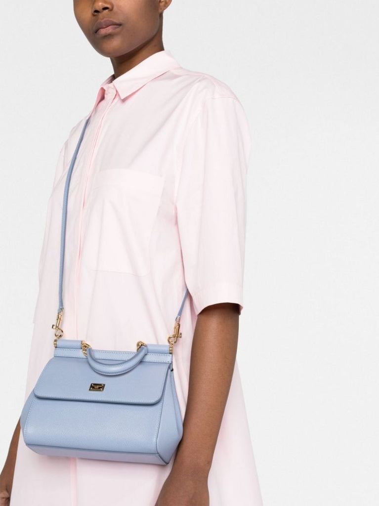 Blue Sicily Small Leather Top Handle Bag