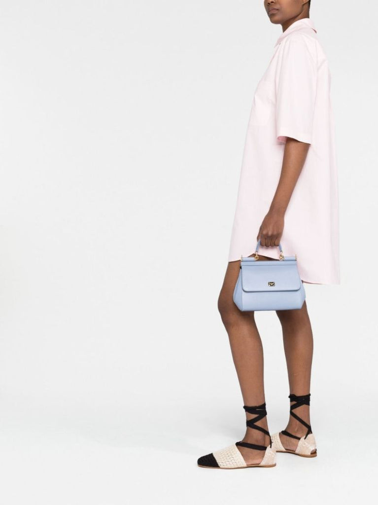 Blue Sicily Small Leather Top Handle Bag