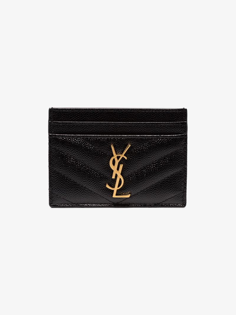 Black Monogram Quilted Leather Card Holder