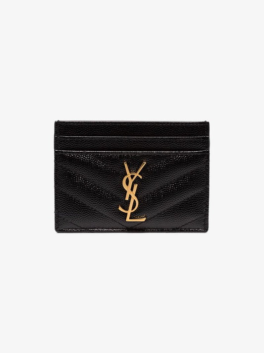 Black Monogram Quilted Leather Card Holder