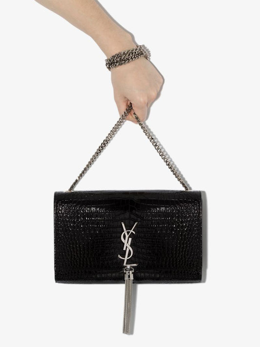 Black Kate 99 Mock Croc Leather Shoulder Bag