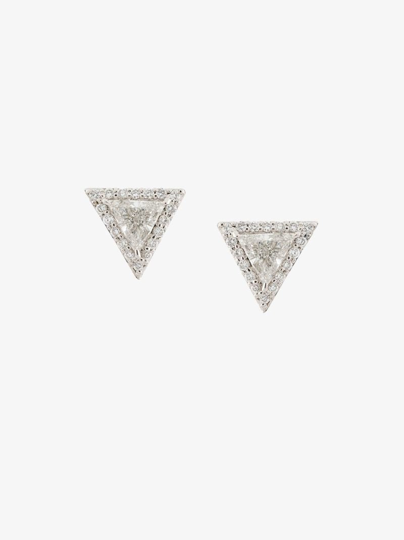 18k White Gold Trillion Diamond PavÃ_x0083_Â© Stud Earrings
