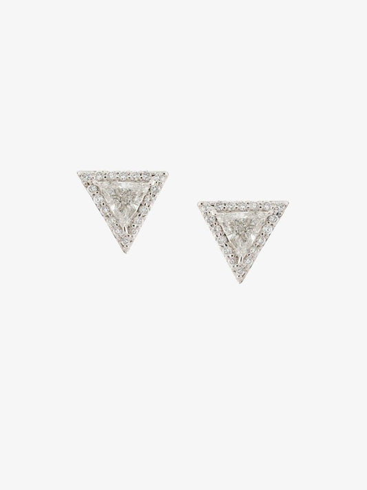 18k White Gold Trillion Diamond PavÃ_x0083_Â© Stud Earrings