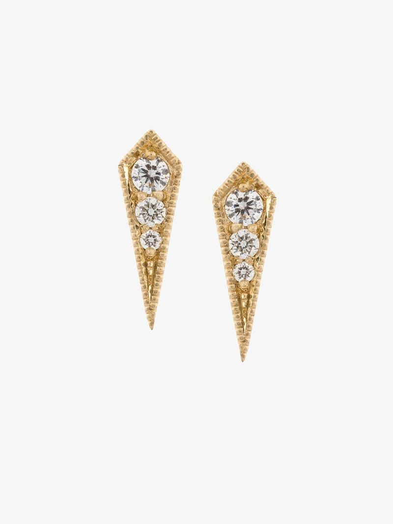 18k Yellow Gold Kite Diamond Stud Earrings