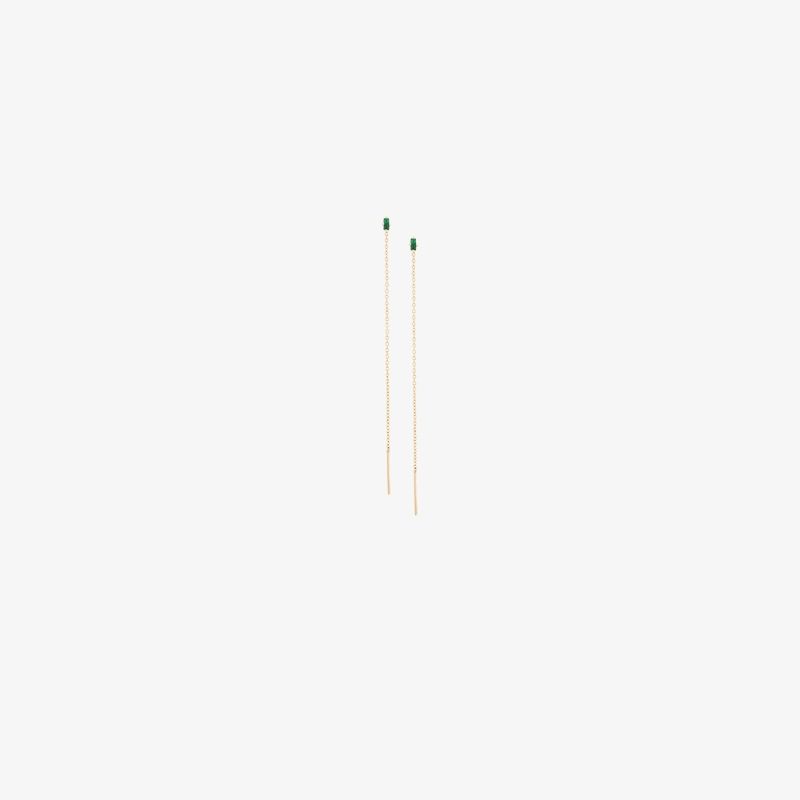 18k Yellow Gold Floating Thread Emerald Earrings