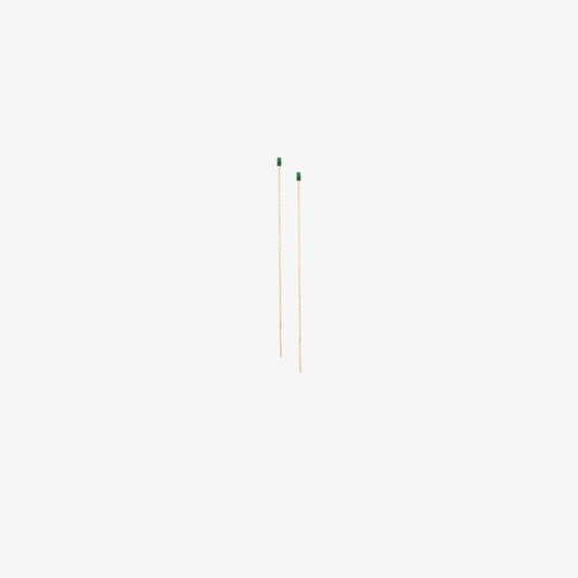 18k Yellow Gold Floating Thread Emerald Earrings