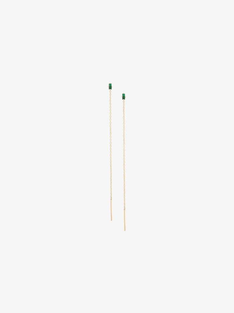 18k Yellow Gold Floating Thread Emerald Earrings