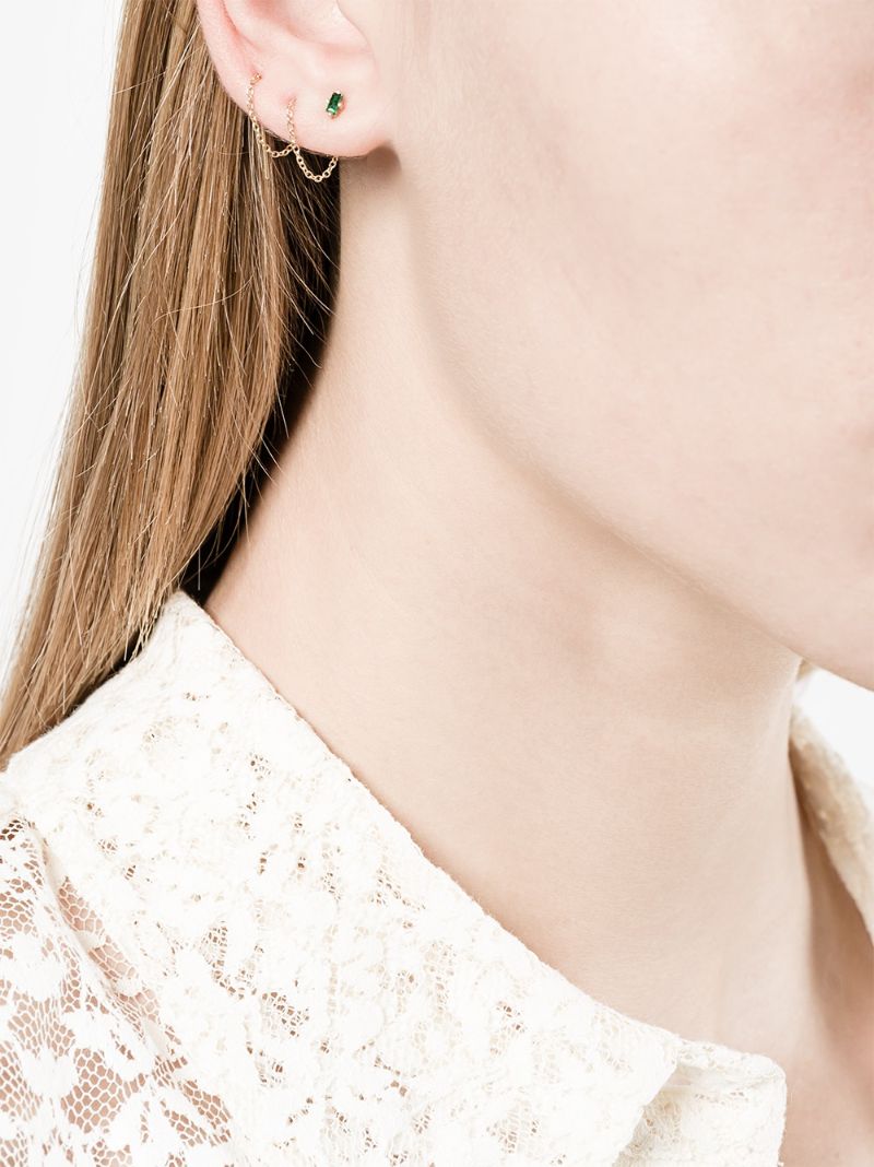 18k Yellow Gold Floating Thread Emerald Earrings