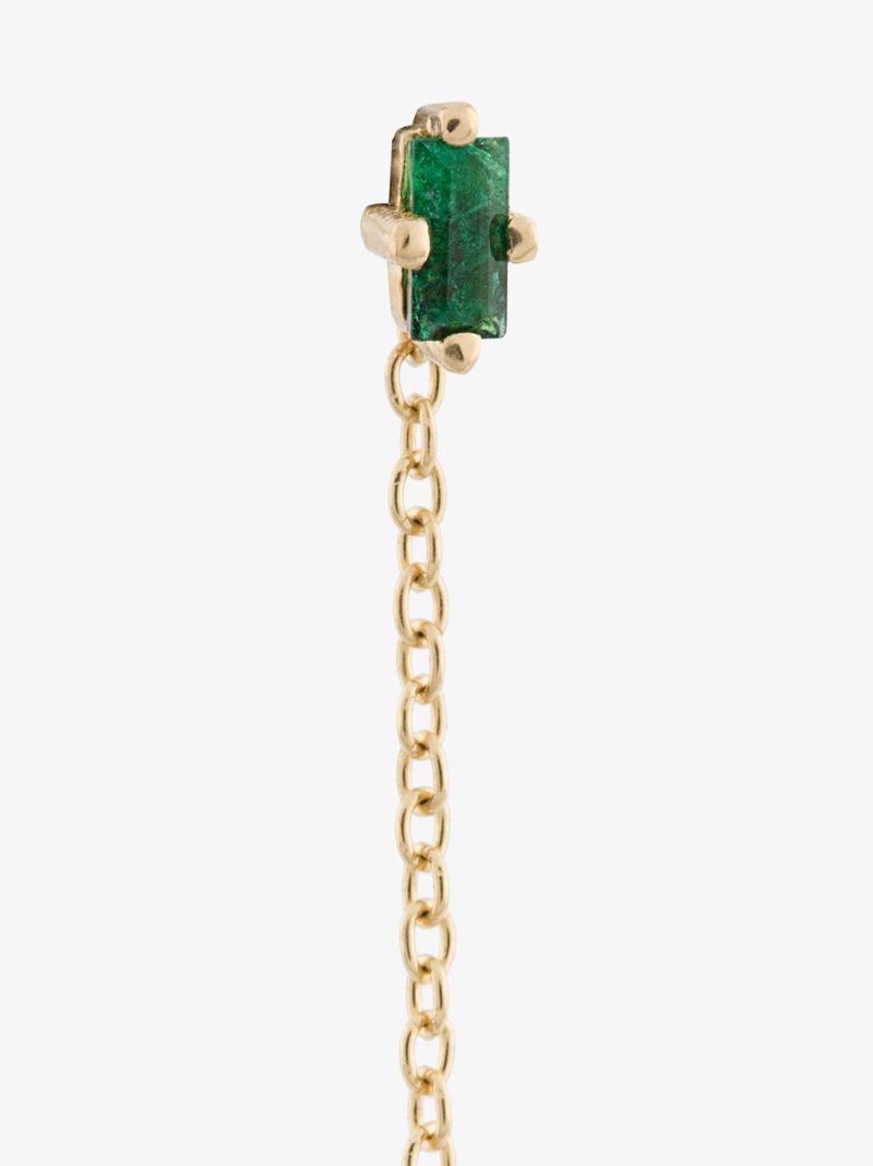 18k Yellow Gold Floating Thread Emerald Earrings