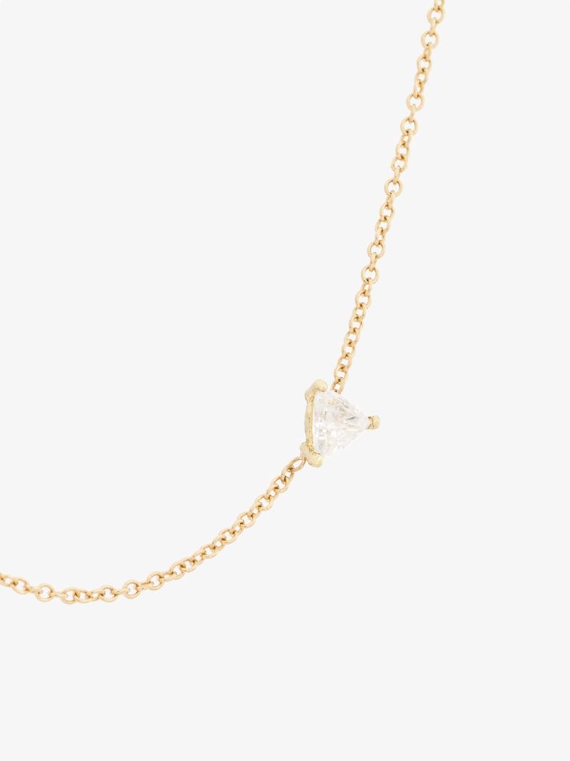 18k Yellow Gold Floating Triangle Diamond Necklace
