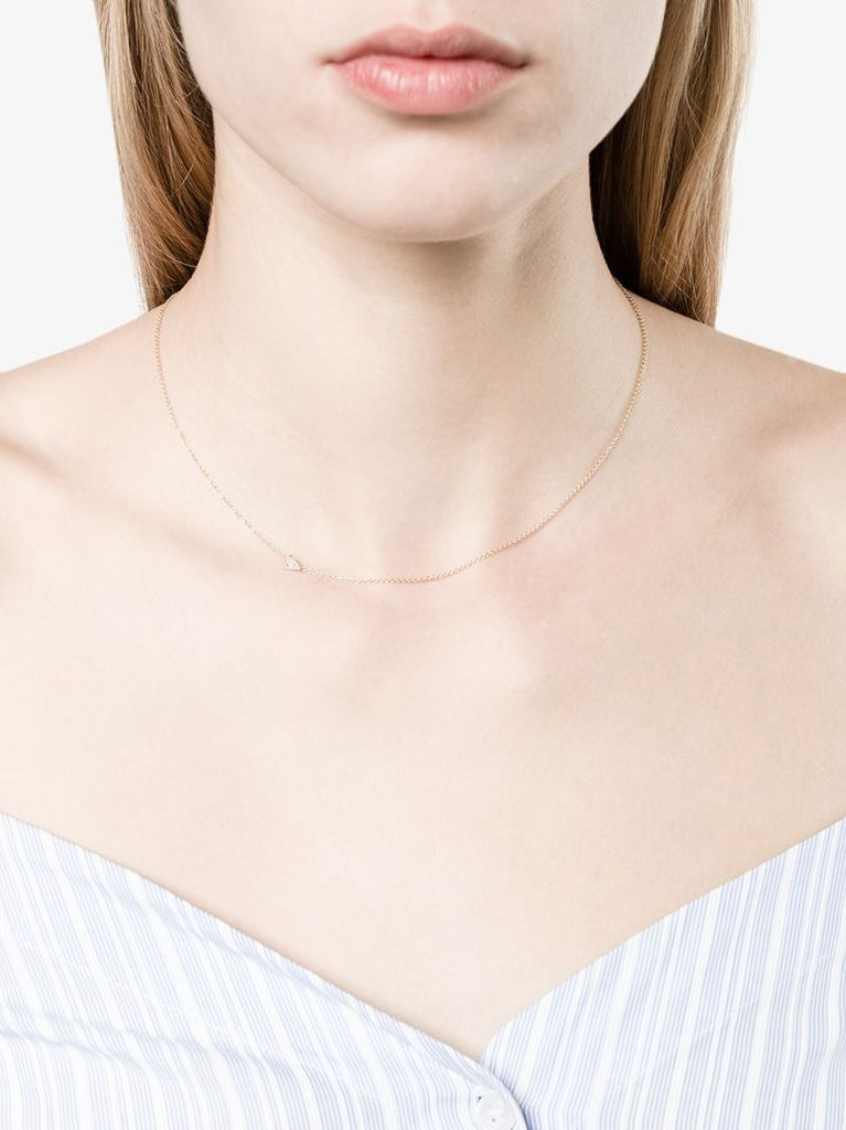 18k Yellow Gold Floating Triangle Diamond Necklace
