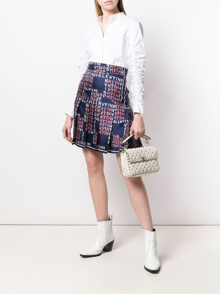 Neutral Rockstud Spike Medium Leather Shoulder Bag