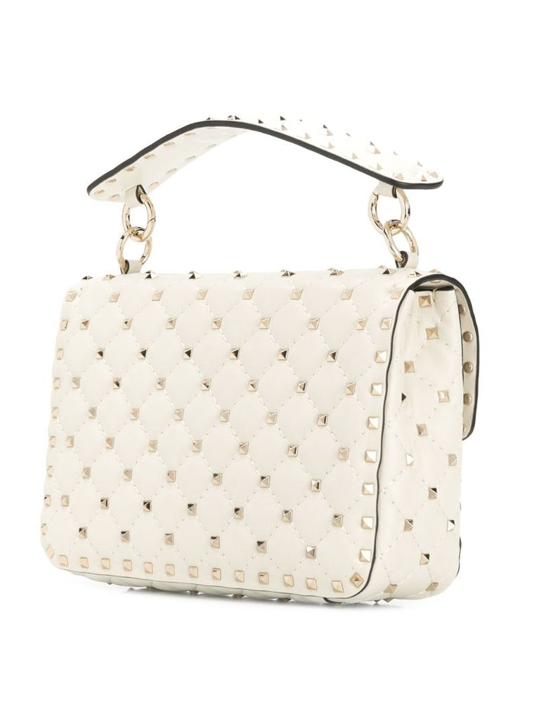 Neutral Rockstud Spike Medium Leather Shoulder Bag