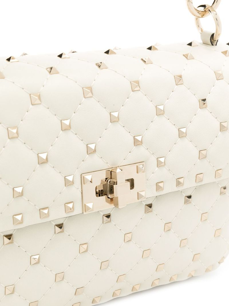 Neutral Rockstud Spike Medium Leather Shoulder Bag