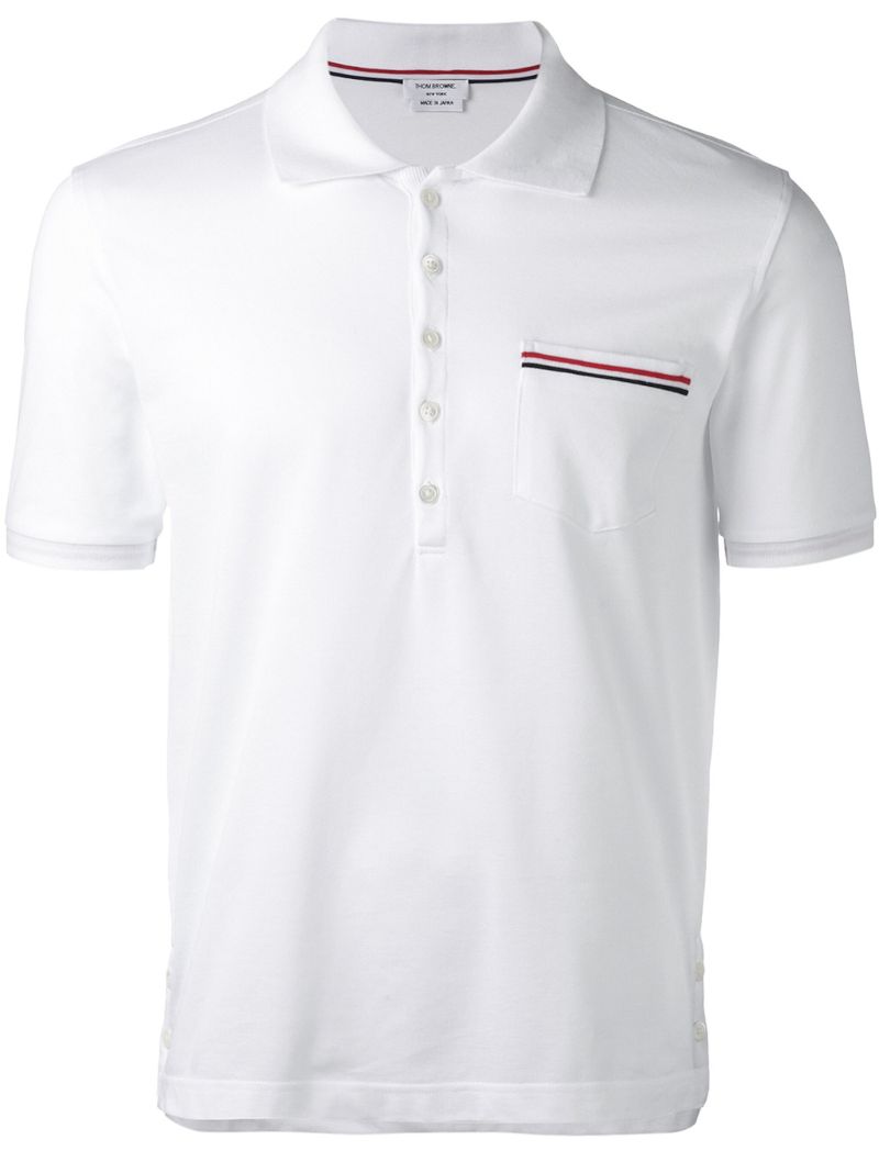 White Rwb-stripe Cotton Polo Shirt