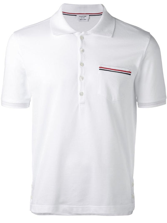White Rwb-stripe Cotton Polo Shirt