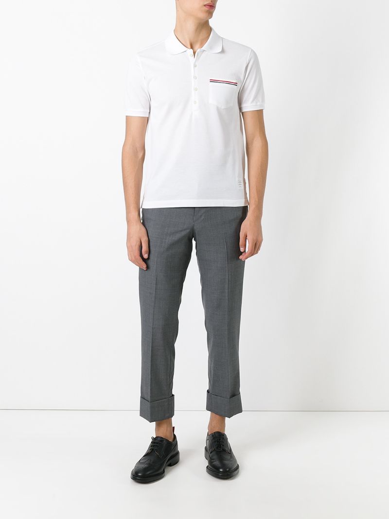 White Rwb-stripe Cotton Polo Shirt