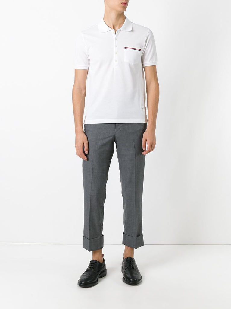 White Rwb-stripe Cotton Polo Shirt