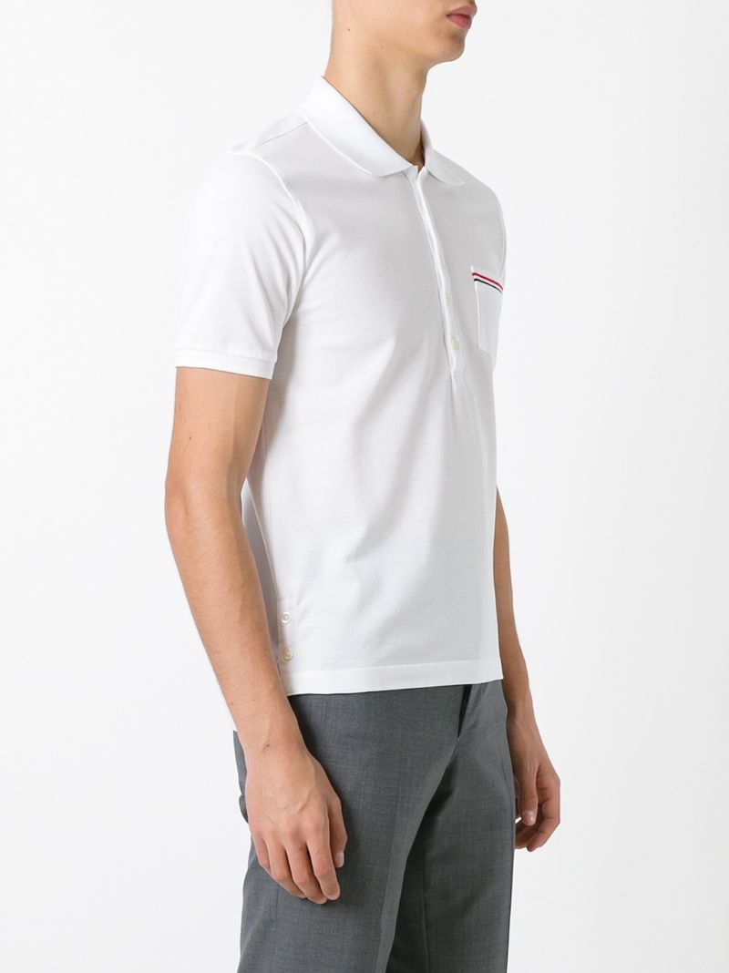White Rwb-stripe Cotton Polo Shirt